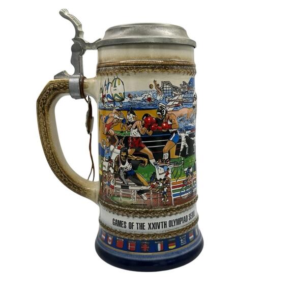Vintage 1988 Seoul Olympics XXIVTH Collectible Lidded Beer Stein Limited Edition - Picture 1 of 11